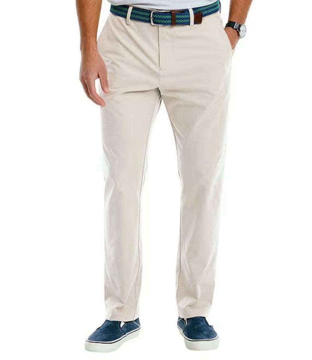 Panama Jack Men Chino Pants Tan Sand Large NWT Elastic Waist Straight Leg Casual